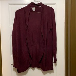 Maroon open front cardigan
